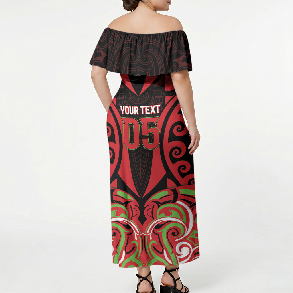 Custom Aotearoa Ngati Maru Off Shoulder Maxi Dress New Zealand Traditional Maori Pattern DT05 - Polynesian Pride