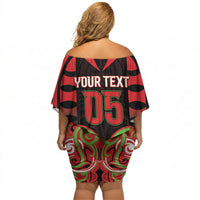 Custom Aotearoa Ngati Maru Off Shoulder Short Dress New Zealand Traditional Maori Pattern DT05 - Polynesian Pride
