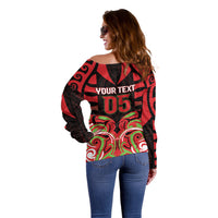Custom Aotearoa Ngati Maru Off Shoulder Sweater New Zealand Traditional Maori Pattern DT05 - Polynesian Pride