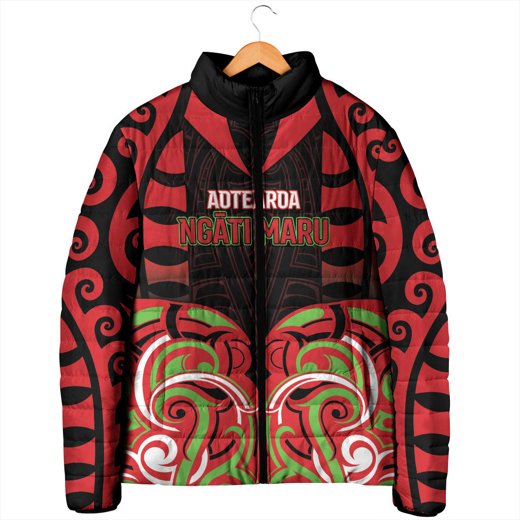 Custom Aotearoa Ngati Maru Padded Jacket New Zealand Traditional Maori Pattern DT05 - Polynesian Pride