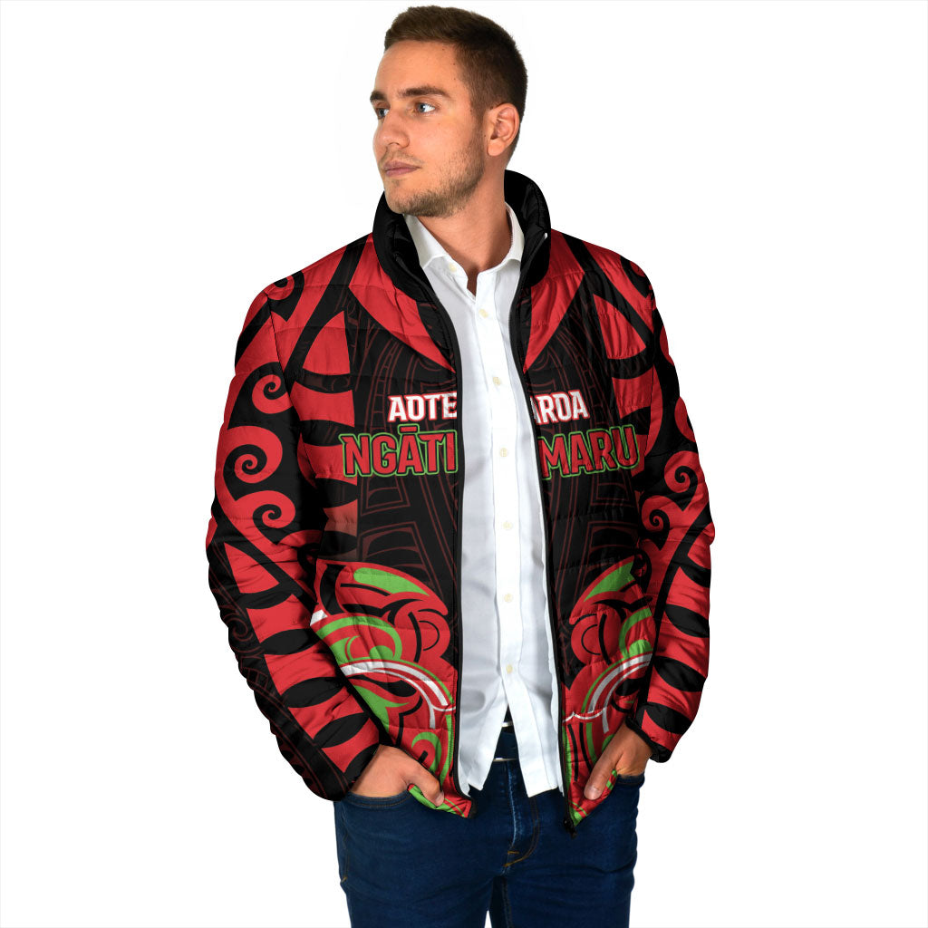 Custom Aotearoa Ngati Maru Padded Jacket New Zealand Traditional Maori Pattern DT05 - Polynesian Pride