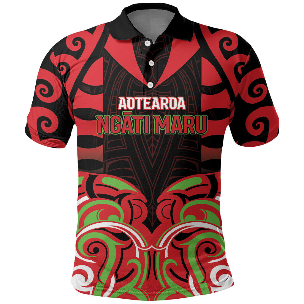 Custom Aotearoa Ngati Maru Polo Shirt New Zealand Traditional Maori Pattern DT05 Red - Polynesian Pride