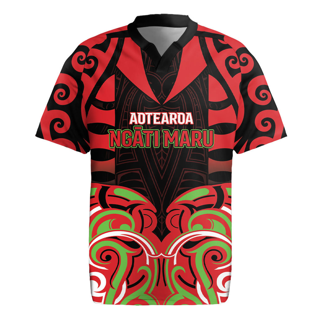 Custom Aotearoa Ngati Maru Rugby Jersey New Zealand Traditional Maori Pattern DT05 Red - Polynesian Pride