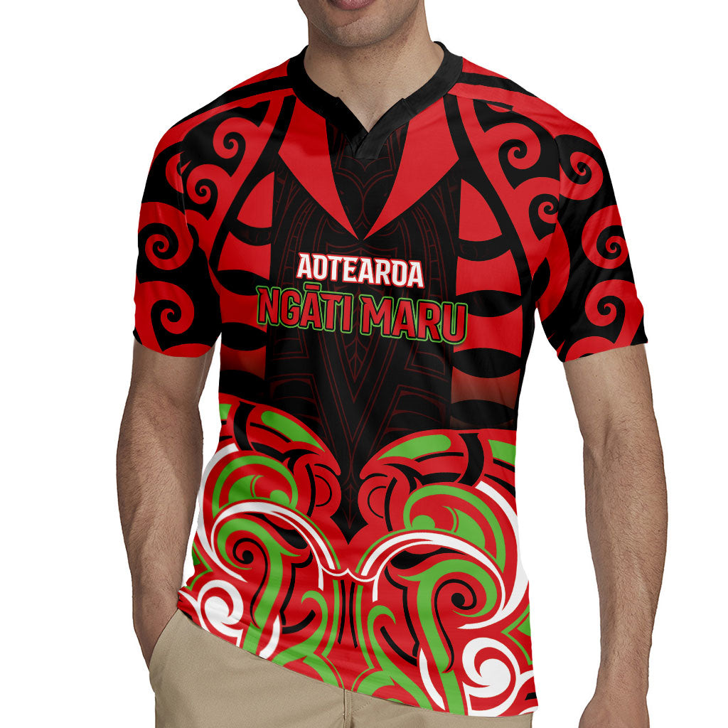 Custom Aotearoa Ngati Maru Rugby Jersey New Zealand Traditional Maori Pattern DT05 - Polynesian Pride