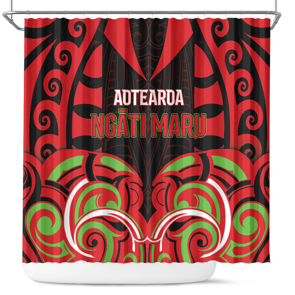 Aotearoa Ngati Maru Shower Curtain New Zealand Traditional Maori Pattern DT05 Red - Polynesian Pride