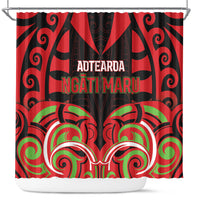 Aotearoa Ngati Maru Shower Curtain New Zealand Traditional Maori Pattern DT05 Red - Polynesian Pride
