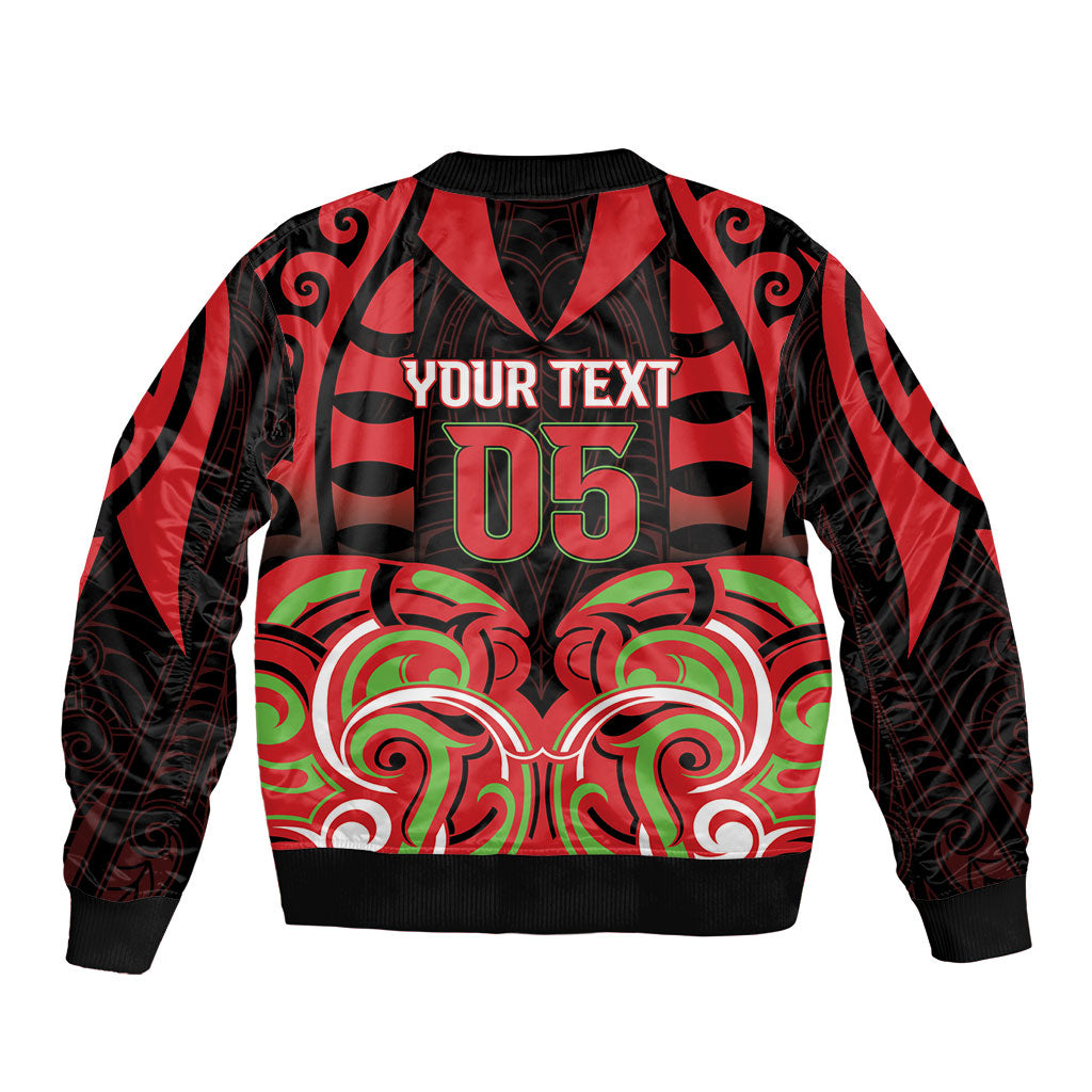 Custom Aotearoa Ngati Maru Sleeve Zip Bomber Jacket New Zealand Traditional Maori Pattern DT05 - Polynesian Pride