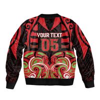 Custom Aotearoa Ngati Maru Sleeve Zip Bomber Jacket New Zealand Traditional Maori Pattern DT05 - Polynesian Pride