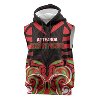 Custom Aotearoa Ngati Maru Sleeveless Hoodie New Zealand Traditional Maori Pattern DT05 Red - Polynesian Pride