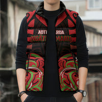 Custom Aotearoa Ngati Maru Sleeveless Puffer Jacket New Zealand Traditional Maori Pattern DT05 - Polynesian Pride