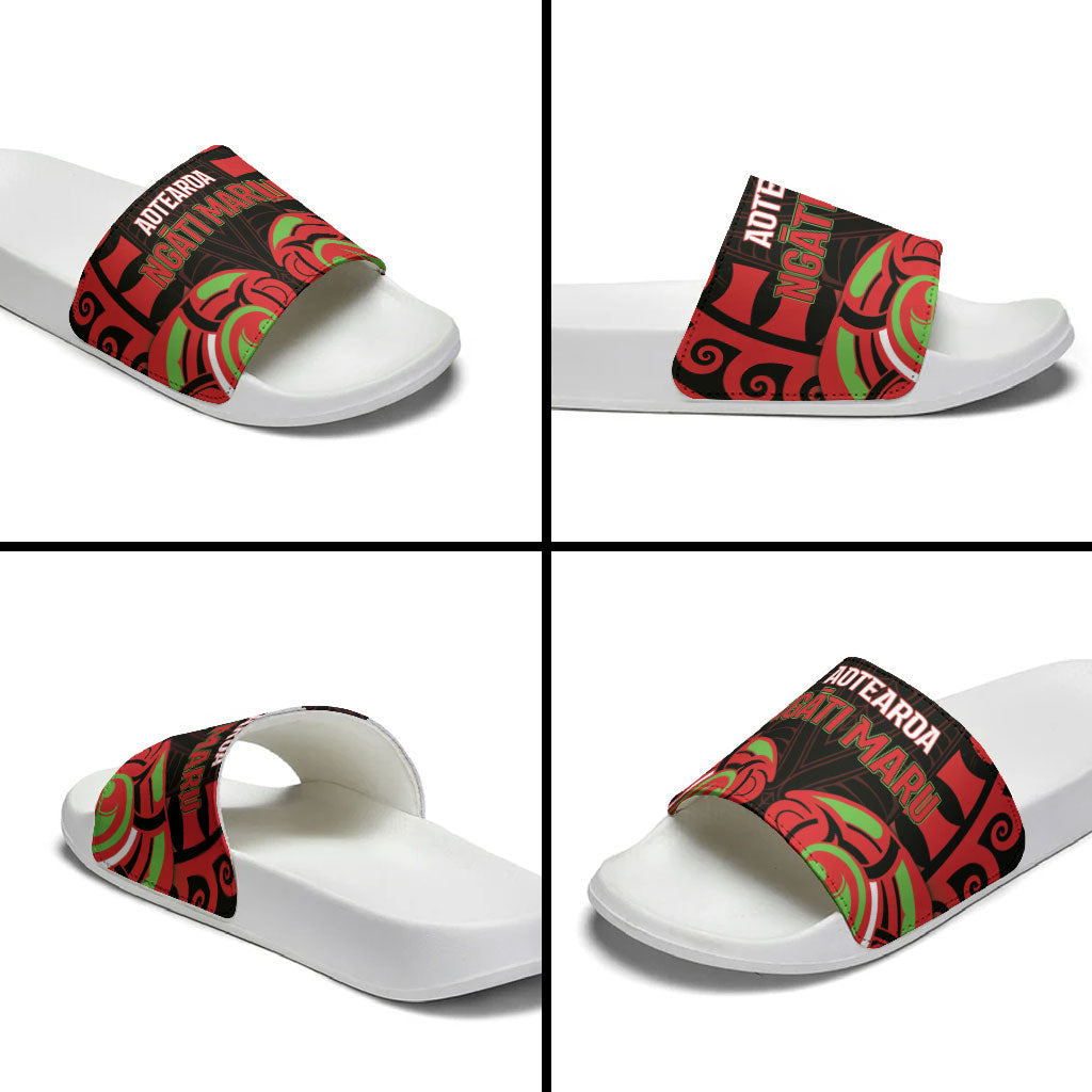 Aotearoa Ngati Maru Slide Sandals New Zealand Traditional Maori Pattern DT05 - Polynesian Pride
