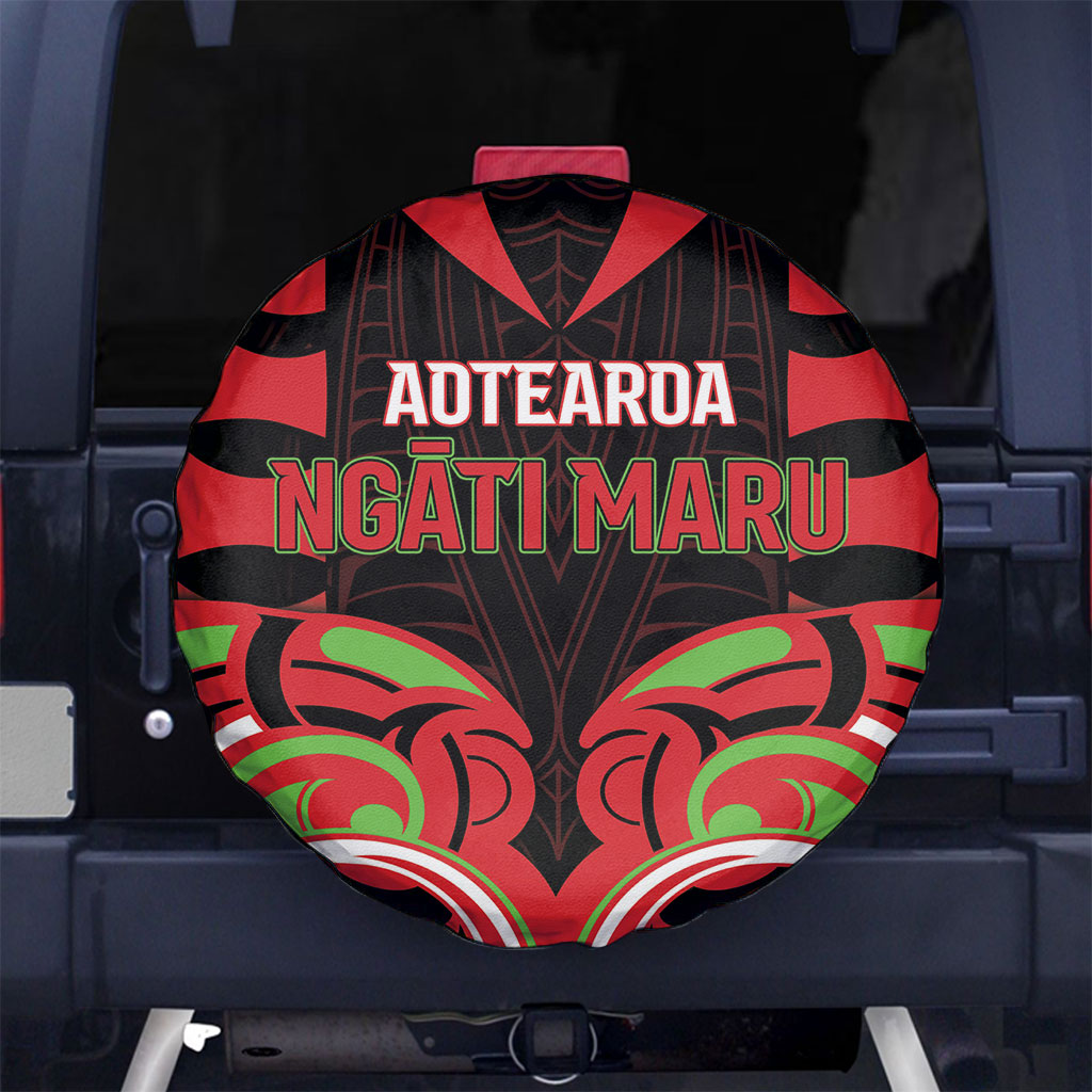 Aotearoa Ngati Maru Spare Tire Cover New Zealand Traditional Maori Pattern DT05 No hole Red - Polynesian Pride