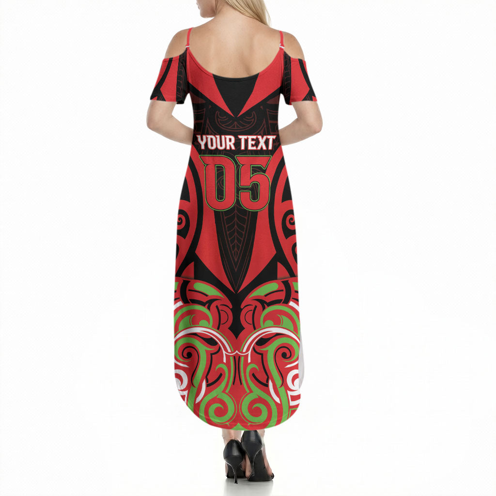 Custom Aotearoa Ngati Maru Summer Maxi Dress New Zealand Traditional Maori Pattern DT05 - Polynesian Pride