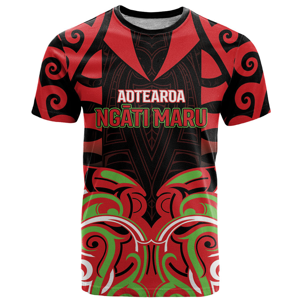 Custom Aotearoa Ngati Maru T Shirt New Zealand Traditional Maori Pattern DT05 Red - Polynesian Pride