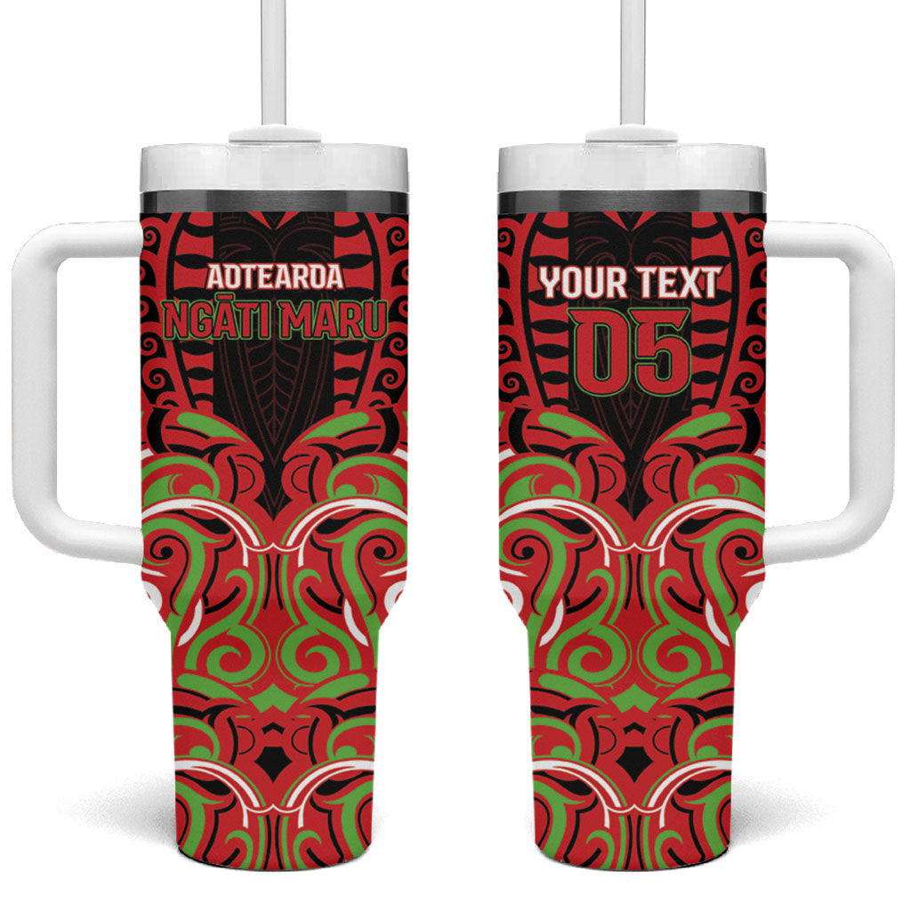 Custom Aotearoa Ngati Maru Tumbler With Handle New Zealand Traditional Maori Pattern DT05 One Size: 40 oz Red - Polynesian Pride