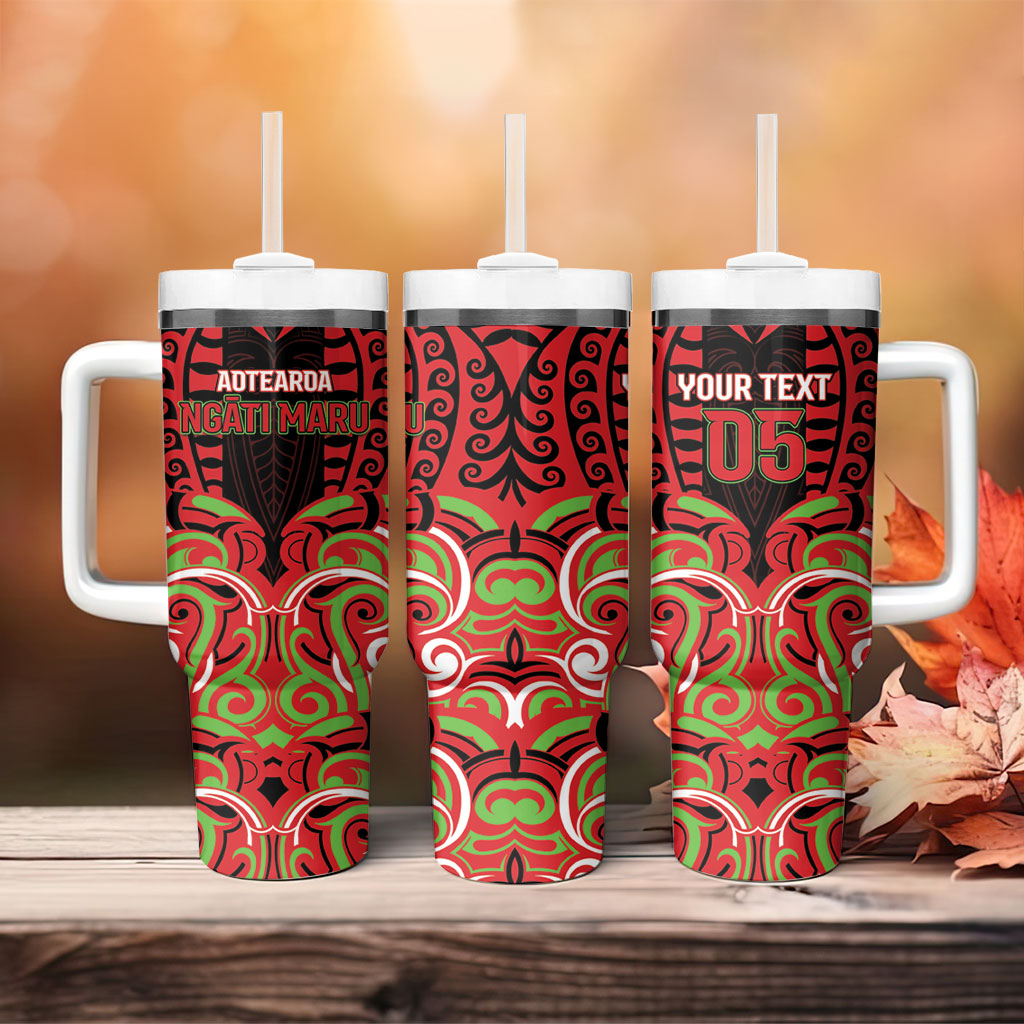 Custom Aotearoa Ngati Maru Tumbler With Handle New Zealand Traditional Maori Pattern DT05 - Polynesian Pride