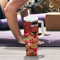 Custom Aotearoa Ngati Maru Tumbler With Handle New Zealand Traditional Maori Pattern DT05 - Polynesian Pride