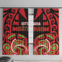 Aotearoa Ngati Maru Window Curtain New Zealand Traditional Maori Pattern DT05 With Hooks Red - Polynesian Pride