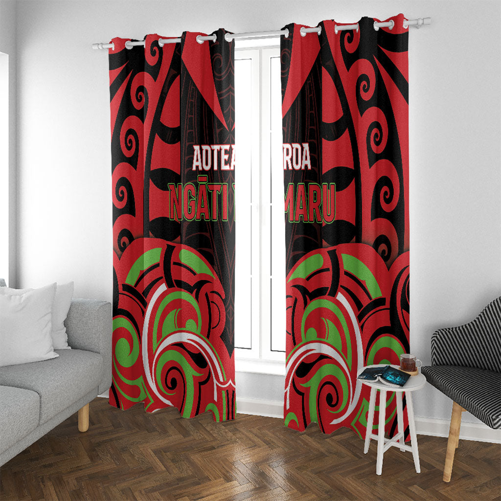 Aotearoa Ngati Maru Window Curtain New Zealand Traditional Maori Pattern DT05 With Grommets Red - Polynesian Pride