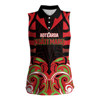 Custom Aotearoa Ngati Maru Women Sleeveless Polo Shirt New Zealand Traditional Maori Pattern DT05 Female Red - Polynesian Pride