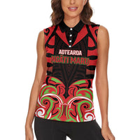 Custom Aotearoa Ngati Maru Women Sleeveless Polo Shirt New Zealand Traditional Maori Pattern DT05 - Polynesian Pride
