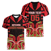 Custom Aotearoa Ngati Maru Women V-Neck T-Shirt New Zealand Traditional Maori Pattern DT05 - Polynesian Pride