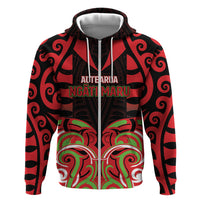 Custom Aotearoa Ngati Maru Zip Hoodie New Zealand Traditional Maori Pattern DT05 Zip Hoodie Red - Polynesian Pride