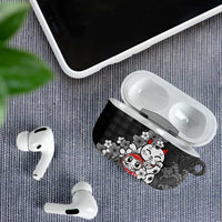 Black Palaka Hawaiian And Japanese AirPods Case Maneki Neko And Sakura Bloom DT05 - Polynesian Pride