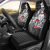 Black Palaka Hawaiian And Japanese Car Seat Cover Maneki Neko And Sakura Bloom