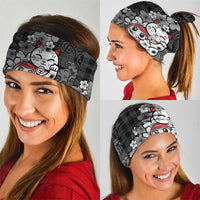 Black Palaka Hawaiian And Japanese Neck Gaiter Maneki Neko And Sakura Bloom DT05 - Polynesian Pride