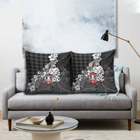 Black Palaka Hawaiian And Japanese Pillow Cover Maneki Neko And Sakura Bloom DT05 - Polynesian Pride