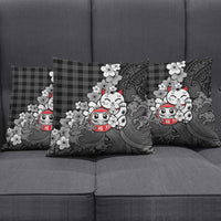 Black Palaka Hawaiian And Japanese Pillow Cover Maneki Neko And Sakura Bloom DT05 - Polynesian Pride