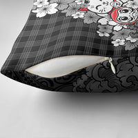 Black Palaka Hawaiian And Japanese Pillow Cover Maneki Neko And Sakura Bloom DT05 - Polynesian Pride