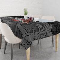 Black Palaka Hawaiian And Japanese Tablecloth Maneki Neko And Sakura Bloom