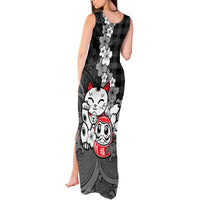 Black Palaka Hawaiian And Japanese Tank Maxi Dress Maneki Neko And Sakura Bloom