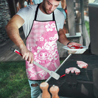 Pink Palaka Hawaiian And Japanese Apron Maneki Neko And Sakura Bloom