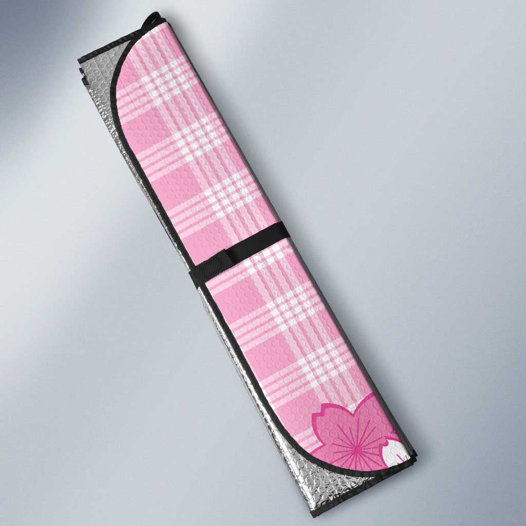 Pink Palaka Hawaiian And Japanese Auto Sun Shade Maneki Neko And Sakura Bloom DT05 - Polynesian Pride