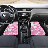 Pink Palaka Hawaiian And Japanese Car Mats Maneki Neko And Sakura Bloom DT05 Set 2pcs - Front Pink - Polynesian Pride