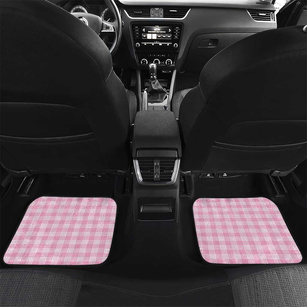 Pink Palaka Hawaiian And Japanese Car Mats Maneki Neko And Sakura Bloom DT05 Set 2pcs - Back Pink - Polynesian Pride