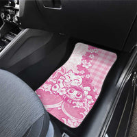 Pink Palaka Hawaiian And Japanese Car Mats Maneki Neko And Sakura Bloom DT05 - Polynesian Pride