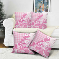 Pink Palaka Hawaiian And Japanese Pillow Cover Maneki Neko And Sakura Bloom