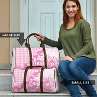 Pink Palaka Hawaiian And Japanese Travel Bag Maneki Neko And Sakura Bloom