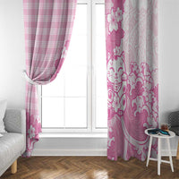 Pink Palaka Hawaiian And Japanese Window Curtain Maneki Neko And Sakura Bloom DT05 - Polynesian Pride