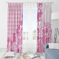 Pink Palaka Hawaiian And Japanese Window Curtain Maneki Neko And Sakura Bloom DT05 - Polynesian Pride