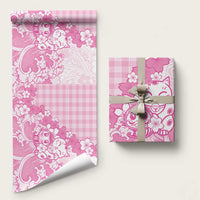 Pink Palaka Hawaiian And Japanese Wrapping Paper Maneki Neko And Sakura Bloom DT05 58" × 23" Pink - Polynesian Pride