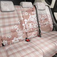 Beige Palaka Hawaiian And Japanese Back Car Seat Cover Maneki Neko And Sakura Bloom