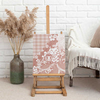 Beige Palaka Hawaiian And Japanese Canvas Wall Art Maneki Neko And Sakura Bloom DT05 - Polynesian Pride