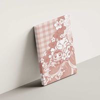 Beige Palaka Hawaiian And Japanese Canvas Wall Art Maneki Neko And Sakura Bloom DT05 - Polynesian Pride