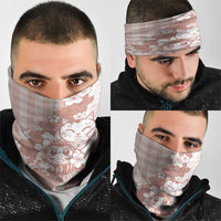 Beige Palaka Hawaiian And Japanese Neck Gaiter Maneki Neko And Sakura Bloom DT05 - Polynesian Pride