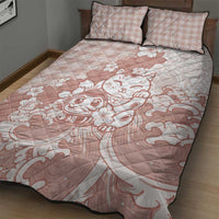 Beige Palaka Hawaiian And Japanese Quilt Bed Set Maneki Neko And Sakura Bloom DT05 - Polynesian Pride